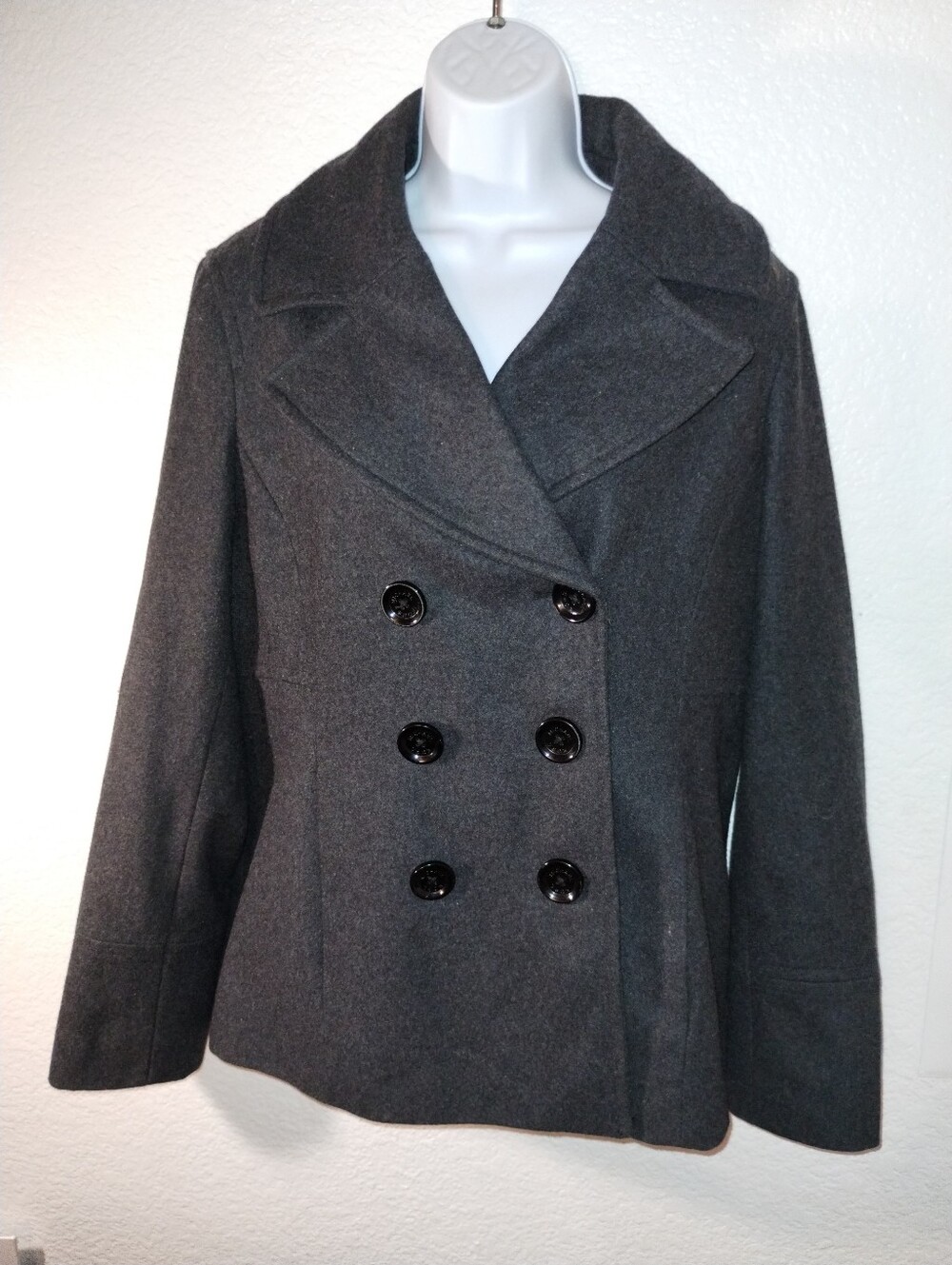 Michael Kors Charcoal Double-Breasted Peacoat sz Large